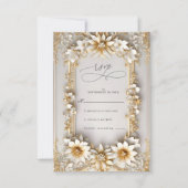 Cartons Réponse Chic Mariage fleuri Orné Jaune (Devant)