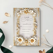Cartons Réponse Chic Mariage fleuri Orné Jaune