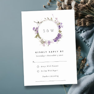 Cartons Réponse Chic Meadow Lilac Floral Mariage Wreath