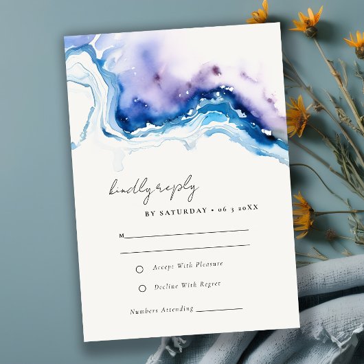 Cartons Réponse Chic Minimal Coastal Sea Beach Watercolor Wedding