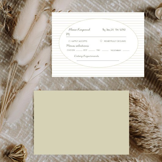 Cartons Réponse Chic Minimalist Stripe Green Wedding 