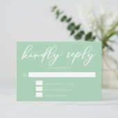 Cartons Réponse Chic Mint Green Typographie Blanc Mariage de print (Debout devant)