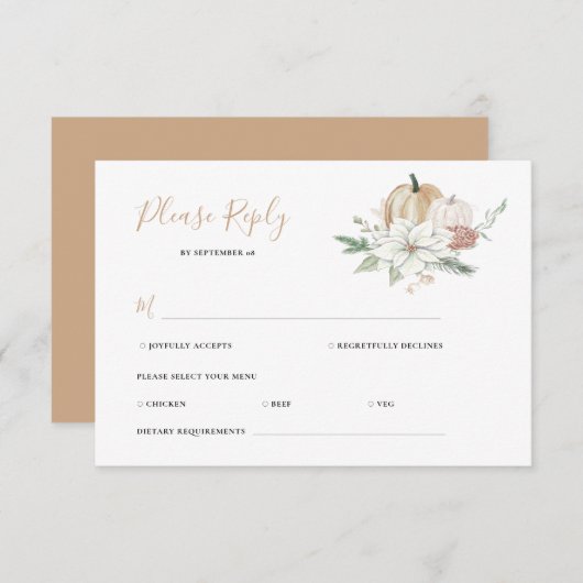 Cartons Réponse Chic moderne automne automne citrouille élégant ma (Devant / Derrière)