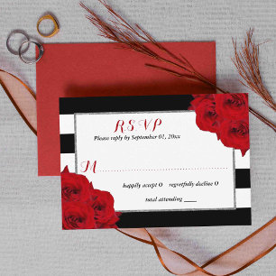 Cartons Réponse Chic Moderne Luxe Mariage Collection - Roses rouge