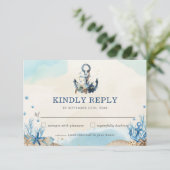 Cartons Réponse Chic Nautical Ancre Beach Mariage moderne (Debout devant)