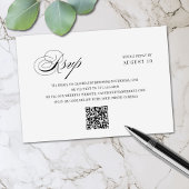 Cartons Réponse Chic noir blanc romantique Script QR Code Mariage