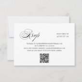 Cartons Réponse Chic noir blanc romantique Script QR Code Mariage (Devant)