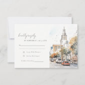 Cartons Réponse Chic Orlando Floride Skyline Mariage d'aquarelle (Devant)