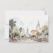 Cartons Réponse Chic Orlando Floride Skyline Mariage d'aquarelle (Dos)