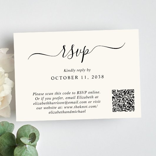 Cartons Réponse Chic Photo QR Code Cream Mariage