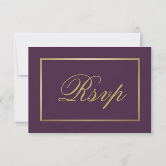 Cartons Réponse Chic Plum violet Mariage de script de calligraphie (Devant)