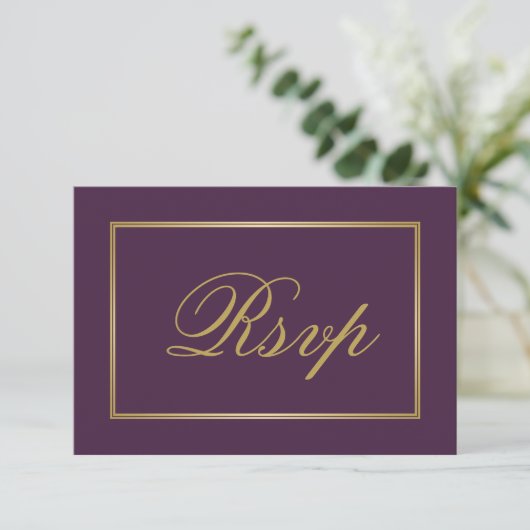 Cartons Réponse Chic Plum violet Mariage de script de calligraphie (Debout devant)
