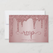 Cartons Réponse Chic Rose Gold Parties scintillant Sparkle Wedding (Devant)