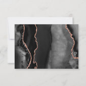 Cartons Réponse Chic Rose noir Or Agate Mariage foncé (Dos)