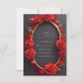 Cartons Réponse Chic rouge turc Rose or Frame Mariage (Devant)