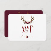 Cartons Réponse Chic Rustique Bourgogne Marsala Floral Antlers RSV (Devant / Derrière)