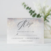Cartons Réponse Chic Silver Gold Sparkle Aquarelle Mariage de luxe (Debout devant)