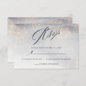 Cartons Réponse Chic Silver Gold Sparkle Aquarelle Mariage de luxe (Devant / Derrière)