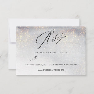 Cartons Réponse Chic Silver Gold Sparkle Aquarelle Mariage de luxe