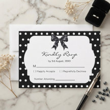 Chic Tendance Nœud Noir Points de Mariage