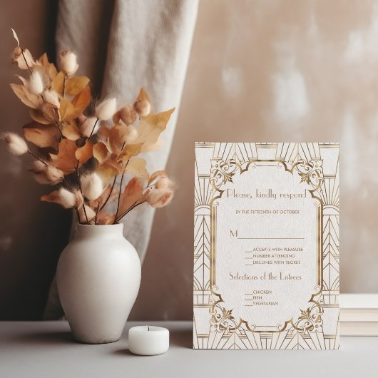 Cartons Réponse Chic White Gold Great Gatsby Art Déco années 1920