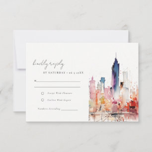 Cartons Réponse Chicago Illinois Aquarelle Paysage Mariage