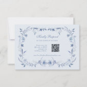 Cartons Réponse Chinoiserie bleu clair | Mariage de code QR (Devant)