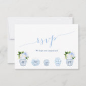 Cartons Réponse Chinoiserie Chic Blue & White Mariage Meal Choix (Devant)