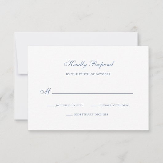 Cartons Réponse Chinoiserie Dusty Blue | Mariage simple (Devant)
