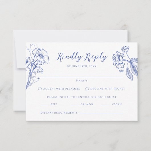 Cartons Réponse Chinoiserie Fleurs Vintage Français (Devant)