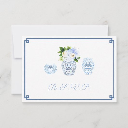 Cartons Réponse Chinoiserie moderne Marine & Chartreuse Options al (Devant)