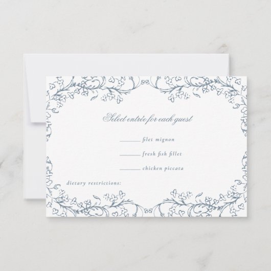 Cartons Réponse Chinoiserie romantique Mariage bleu français (Dos)