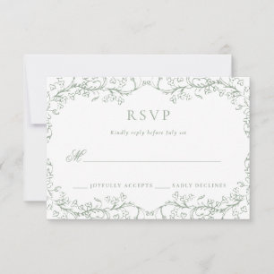 Cartons Réponse Chinoiserie romantique Sage Vert Mariage