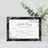 Cartons Réponse Choix de dîner de mariage botanique argenté élégan (Debout devant)