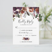 Cartons Réponse Choix de Fleurs Mariage Prune Rustique (Debout devant)