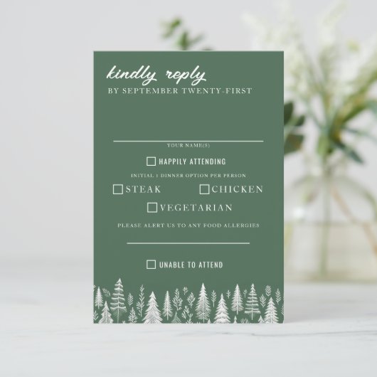 Cartons Réponse Choix de Nourriture pour Mariage sur Green Mountai (Debout devant)