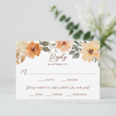 Cartons Réponse Choix de repas Aquarelle rustique Automne Floral (Debout devant)