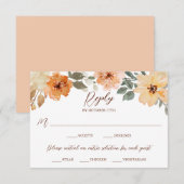 Cartons Réponse Choix de repas Aquarelle rustique Automne Floral (Devant / Derrière)