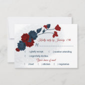 Cartons Réponse choix de repas de fleurs marine et bordeaux (Devant)