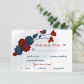 Cartons Réponse choix de repas de fleurs marine et bordeaux (Debout devant)