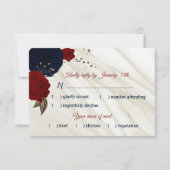 Cartons Réponse choix de repas de fleurs marine et bordeaux (Devant)