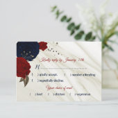 Cartons Réponse choix de repas de fleurs marine et bordeaux (Debout devant)