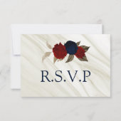 Cartons Réponse choix de repas de fleurs marine et bordeaux (Dos)