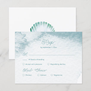 Cartons Réponse Choix de repas de mariage coquillage aquarelle mar