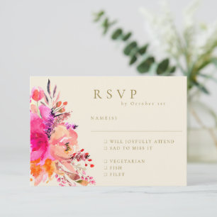 Cartons Réponse Choix de repas de mariage floral aquarelle crème r