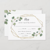Cartons Réponse Choix de repas de mariage géométrique à feuillage  (Devant / Derrière)