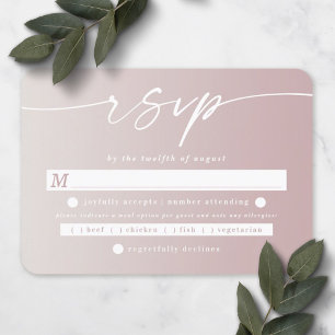 Cartons Réponse Choix de repas de mariage Ombre Dusty Mauve & Off-