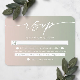 Cartons Réponse Choix de repas de mariage ombré rose clair et vert