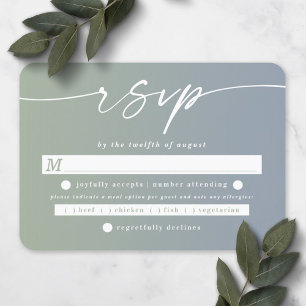 Cartons Réponse Choix de repas de mariage Ombre Vert Feuille et Bl