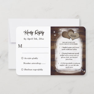 Cartons Réponse Choix de repas de mariage rustique en campagne dan
